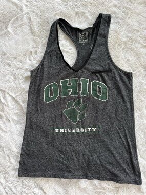 Ohio University Bobcats Grey Racerback Tank with Green Print